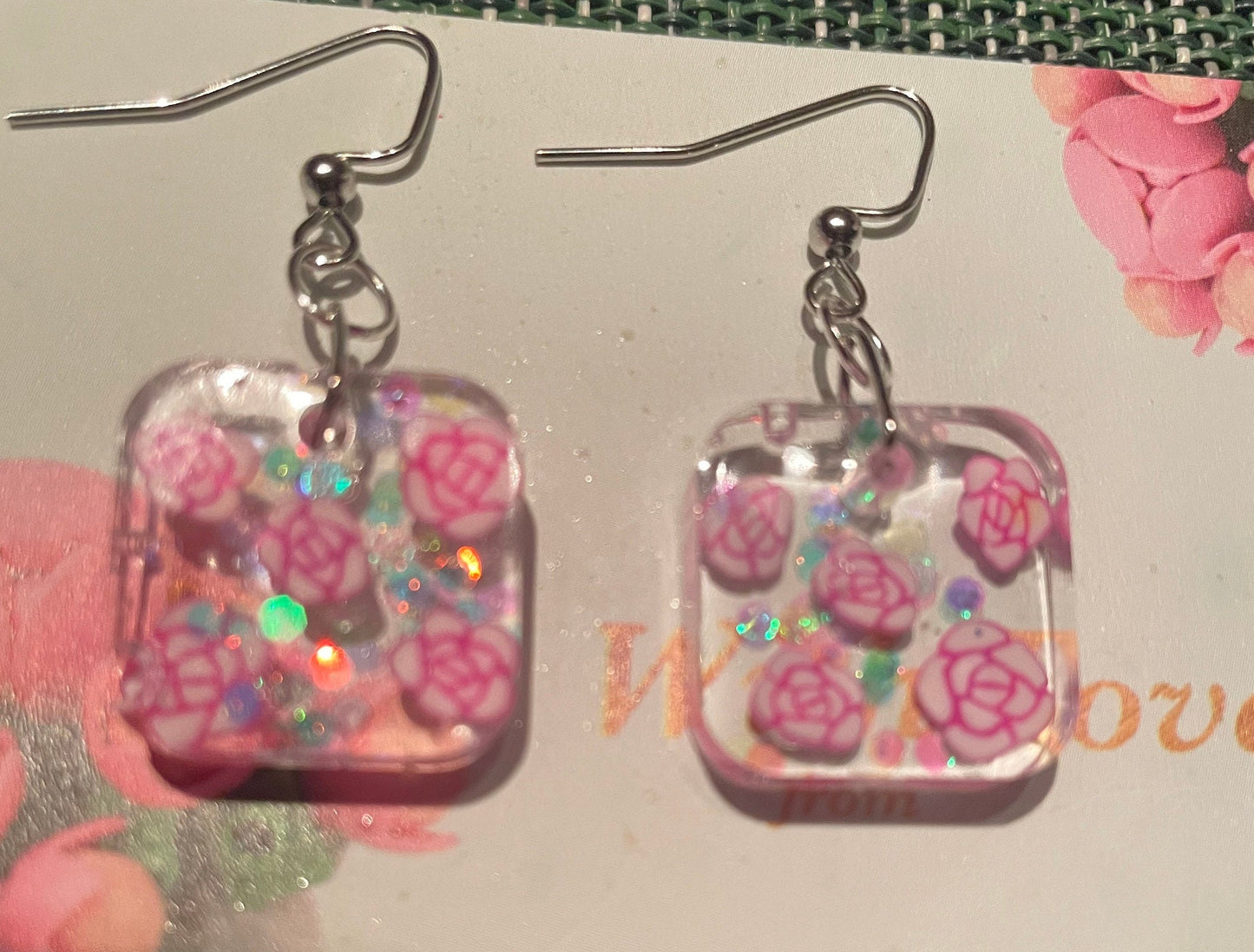 Petite Rose Resin Earrings