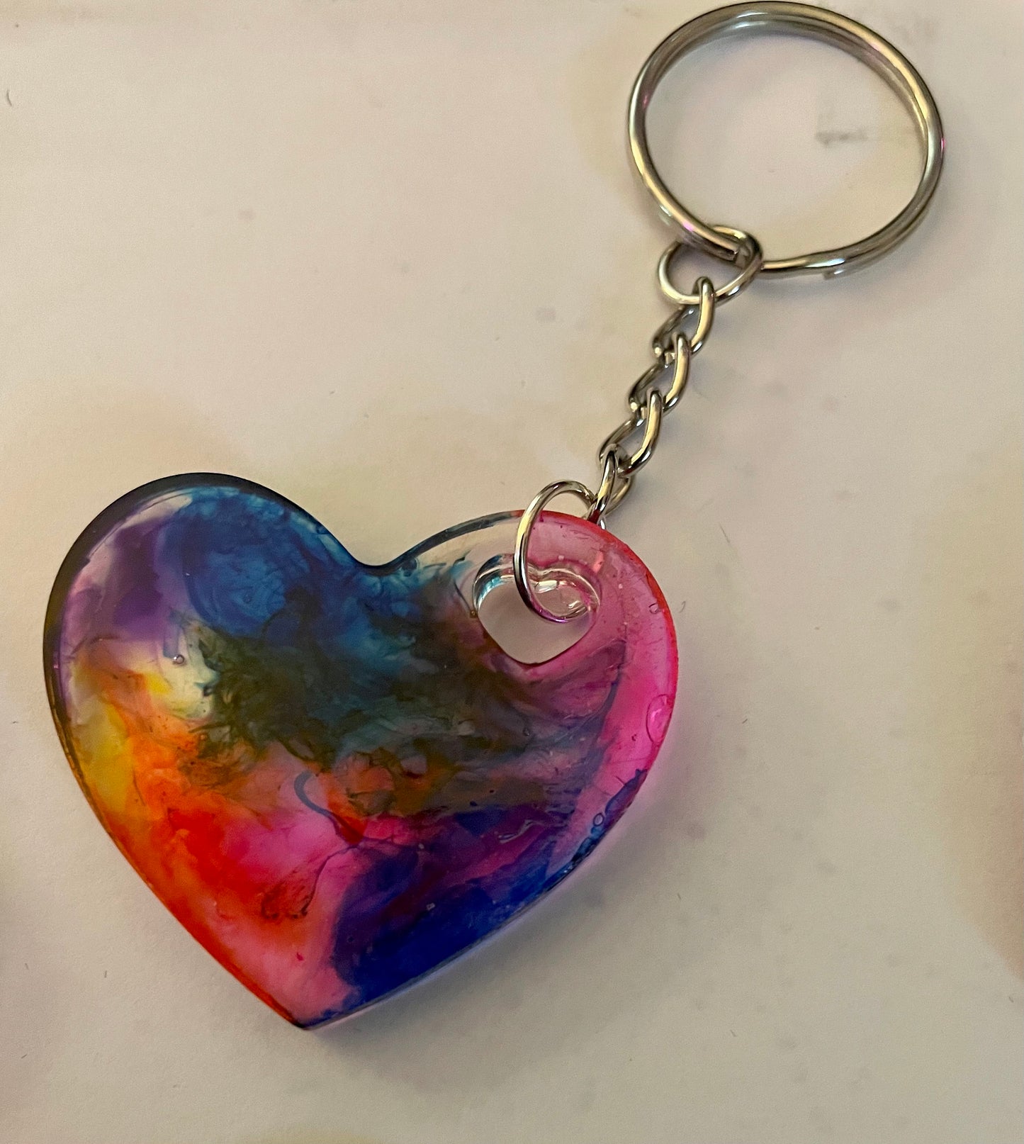 Nebula Resin Heart Key Chains
