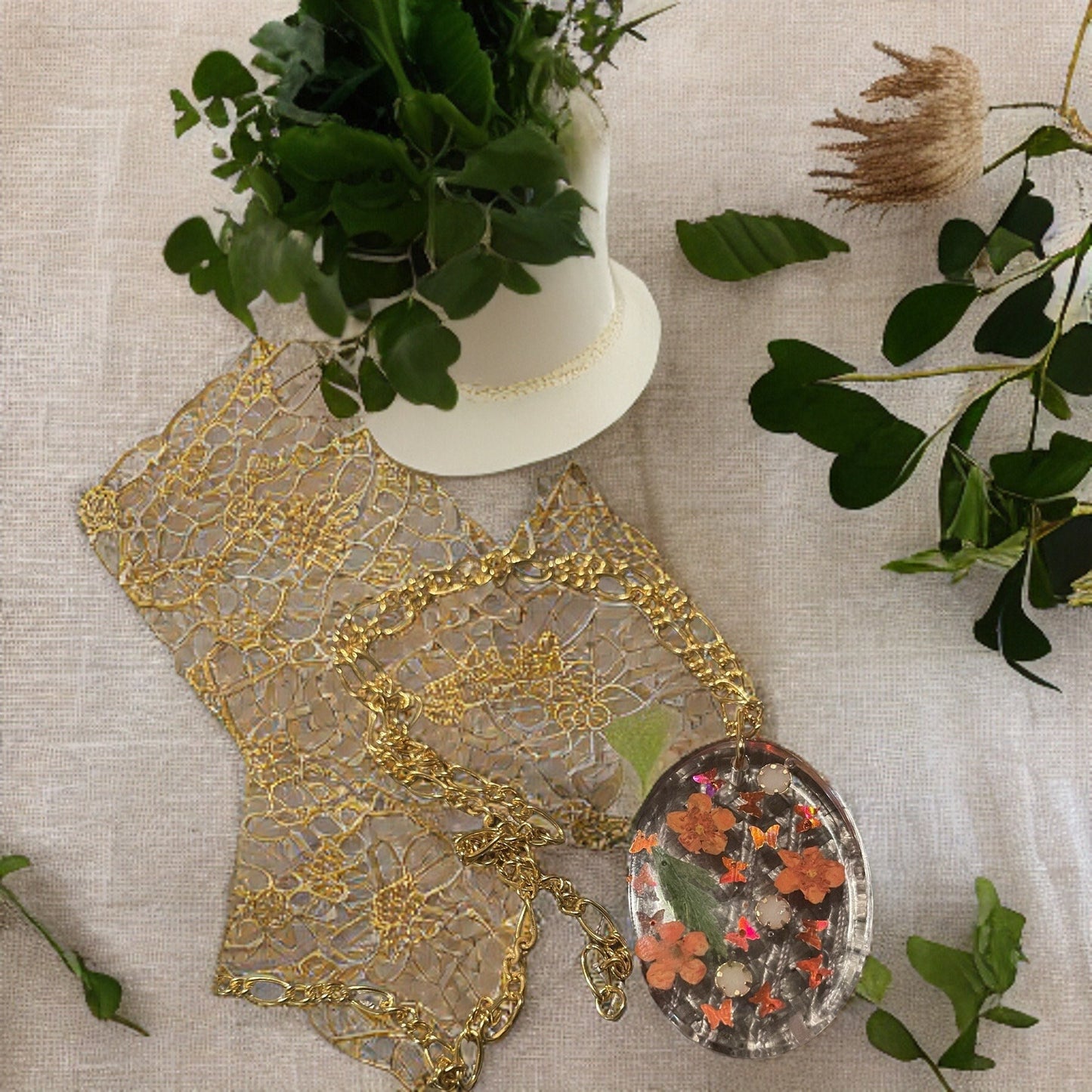 Summer Flowers Resin Necklace
