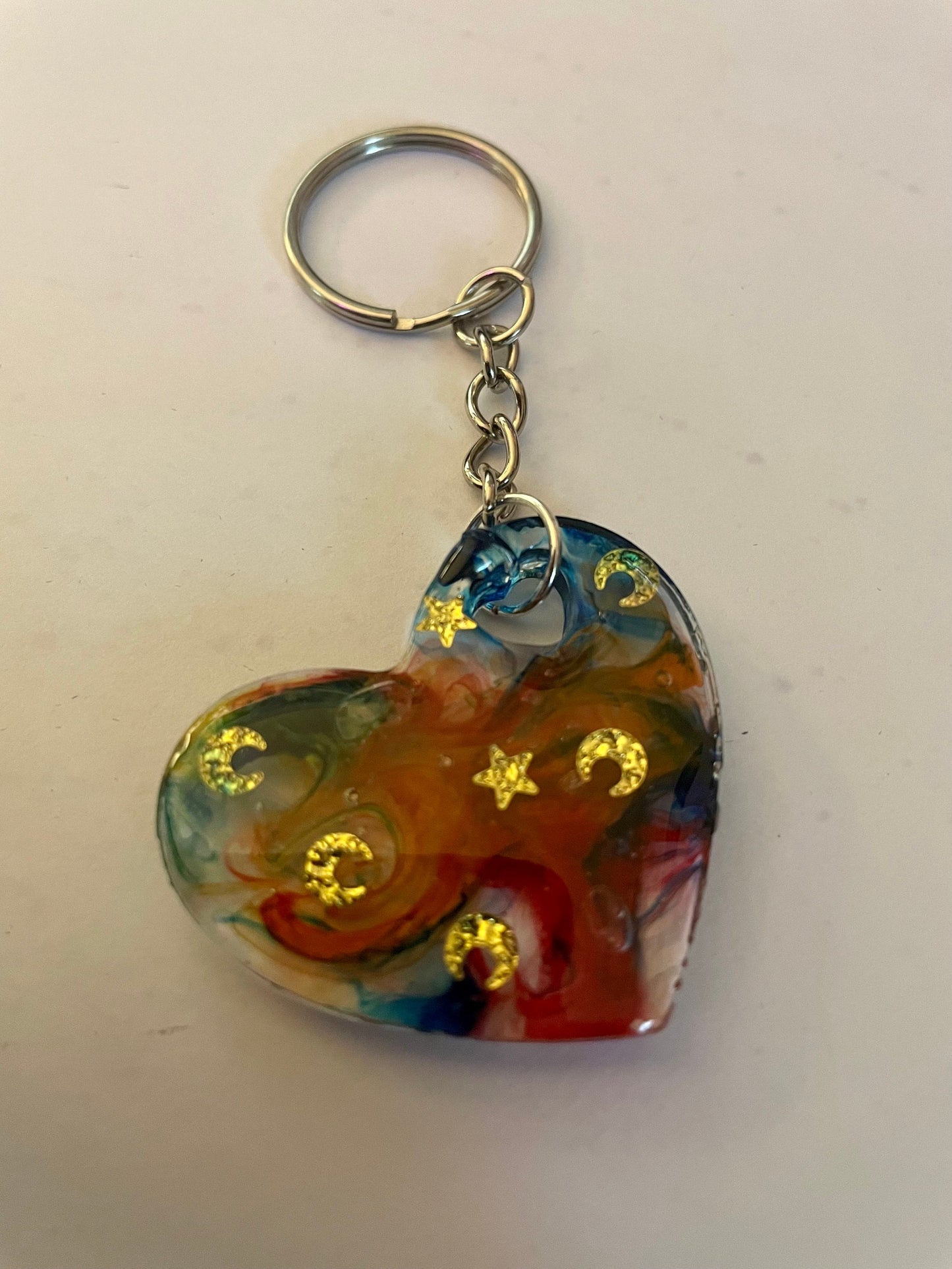 Nebula Resin Heart Key Chains
