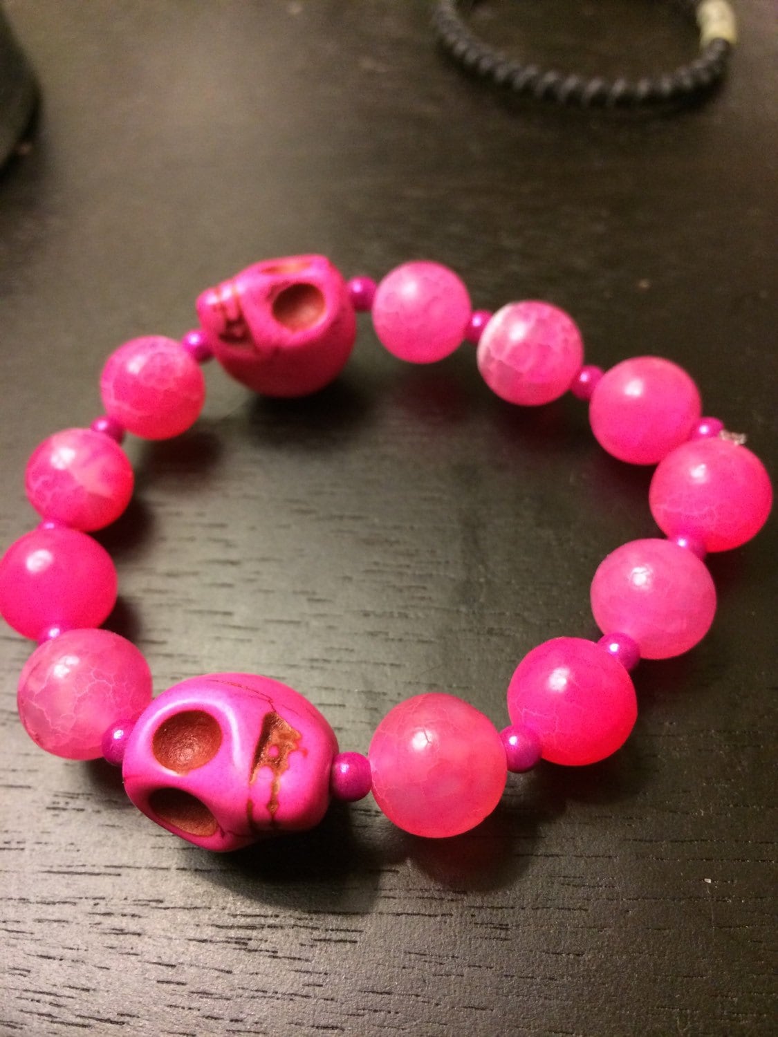 Pinky Skull Stone Bracelet
