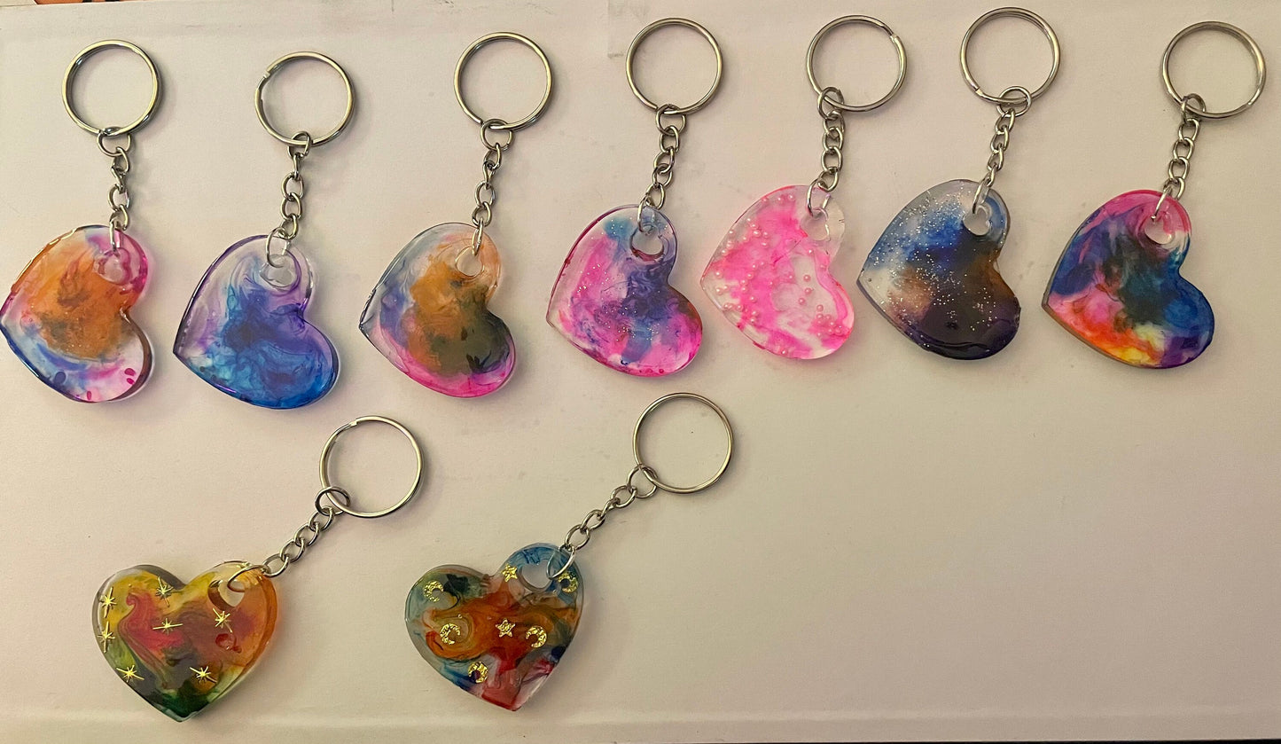 Nebula Resin Heart Key Chains