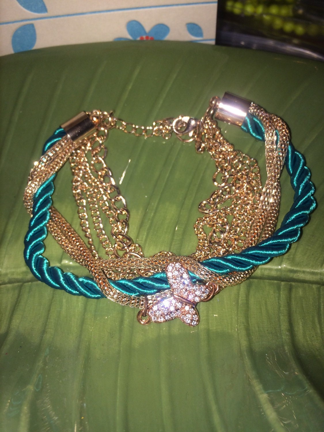 Copper Butterfly Braided Bracelet