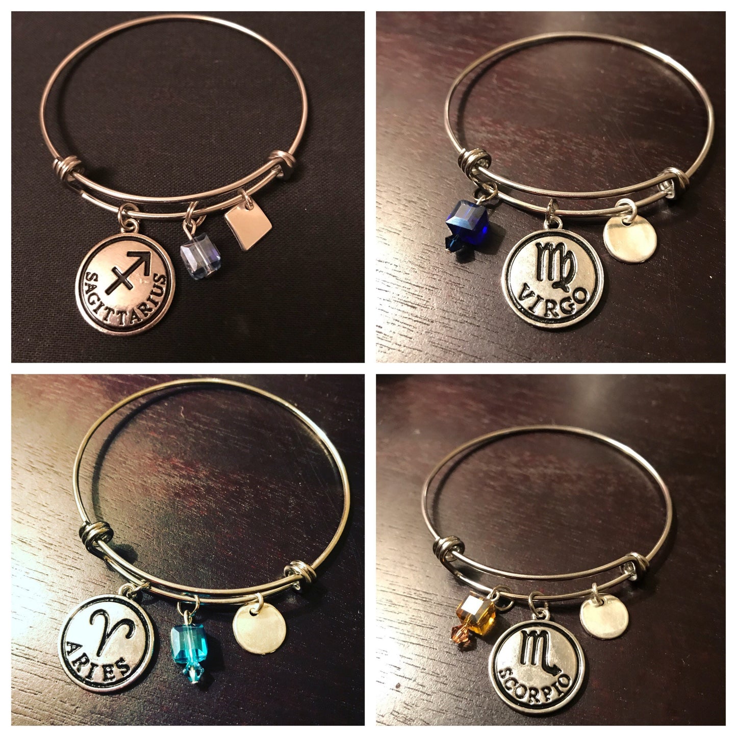 Zodiac Bangles with Birthstone Crystals