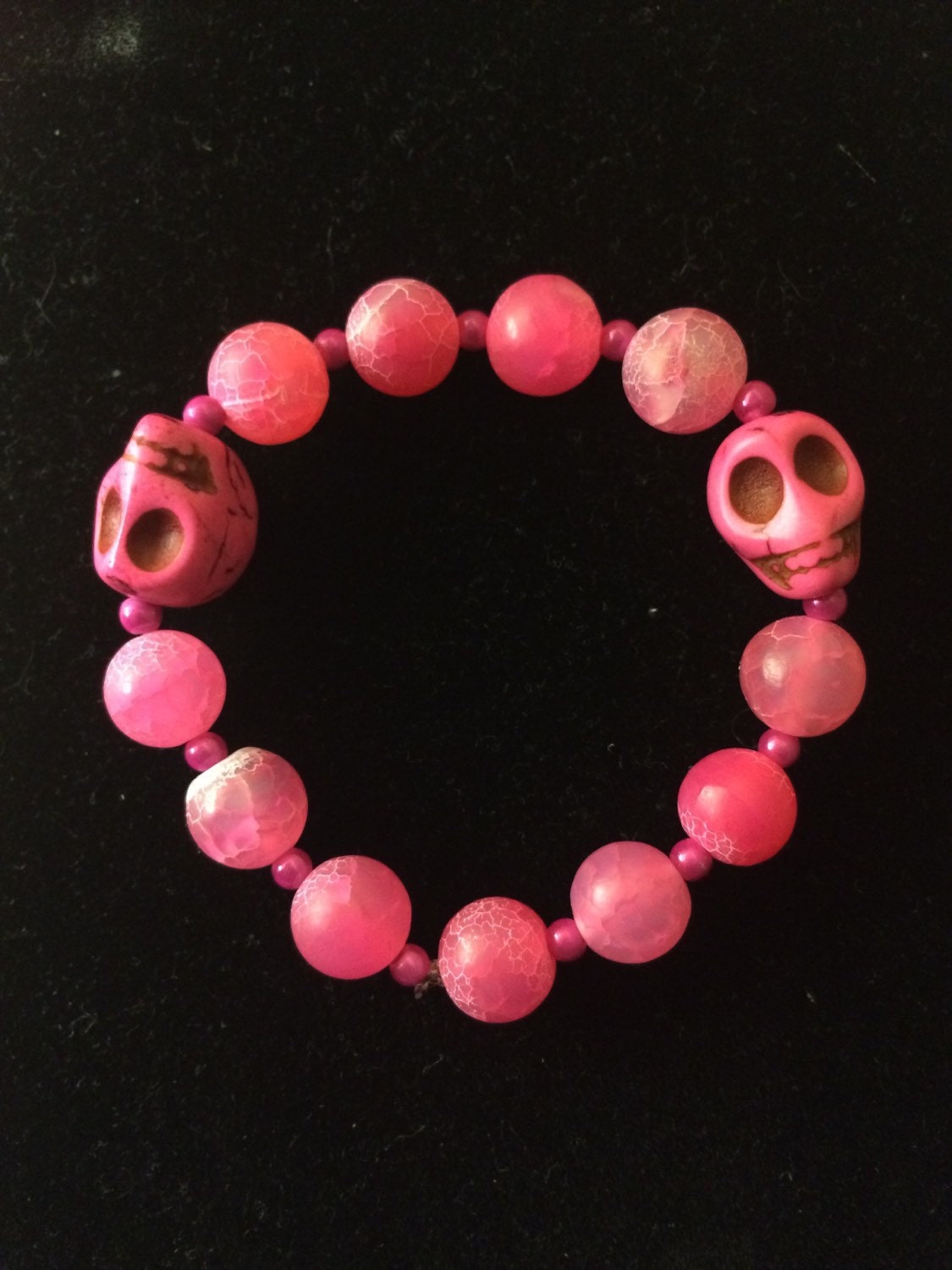 Pinky Skull Stone Bracelet