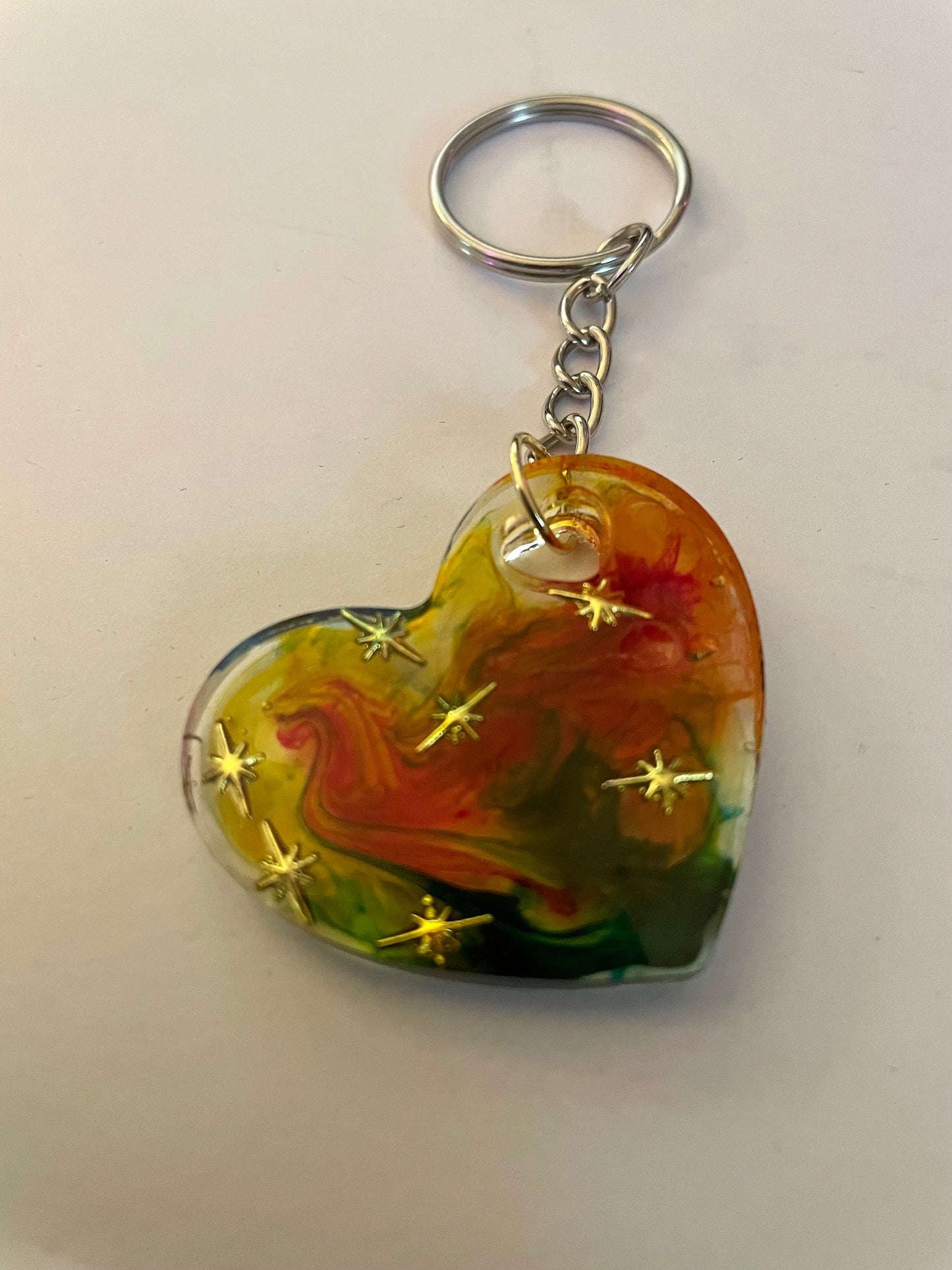 Nebula Resin Heart Key Chains