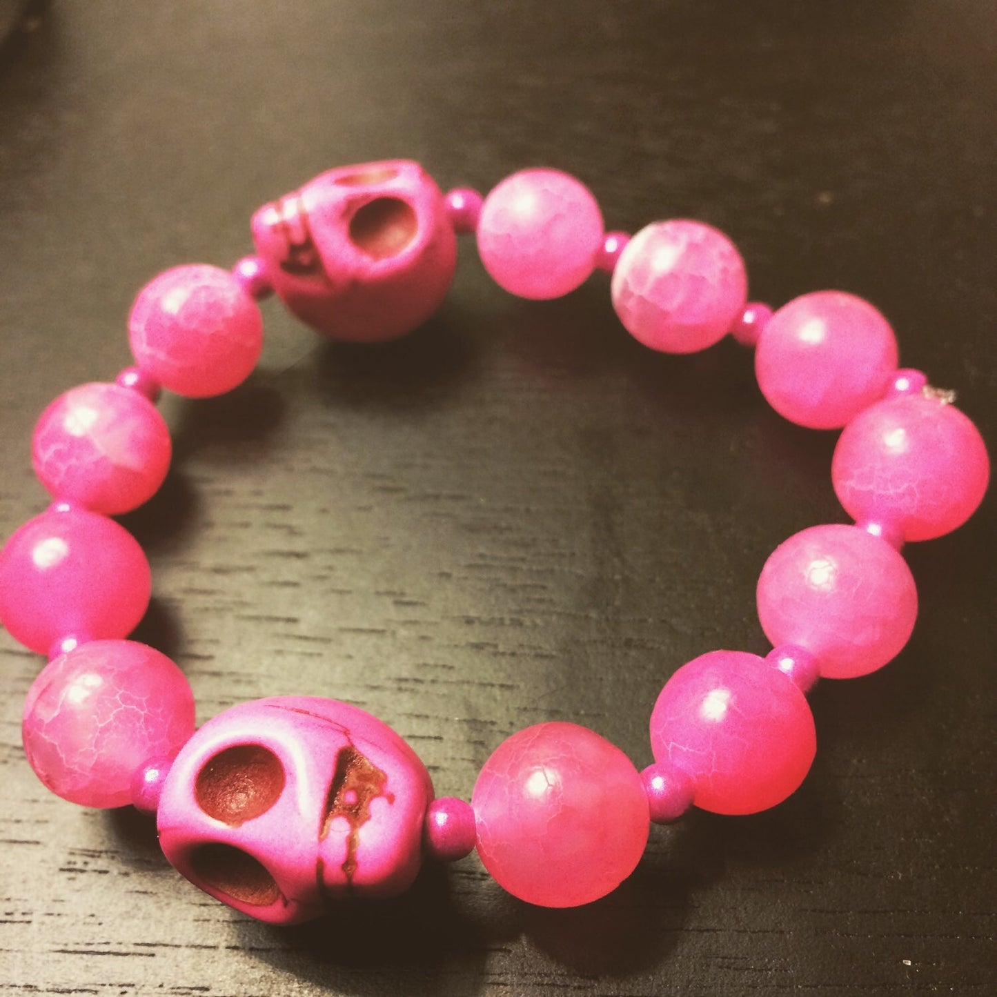 Pinky Skull Stone Bracelet