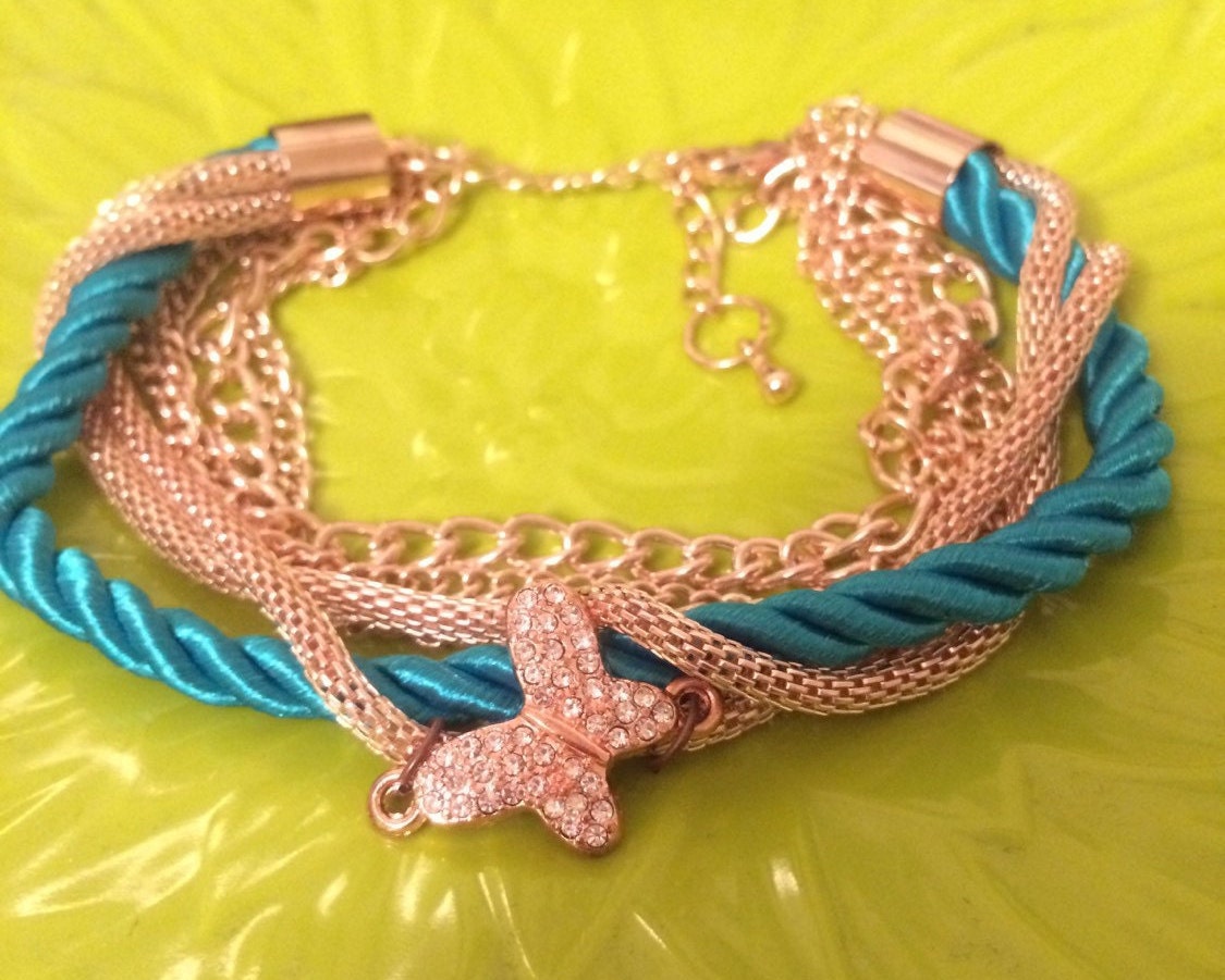 Copper Butterfly Braided Bracelet