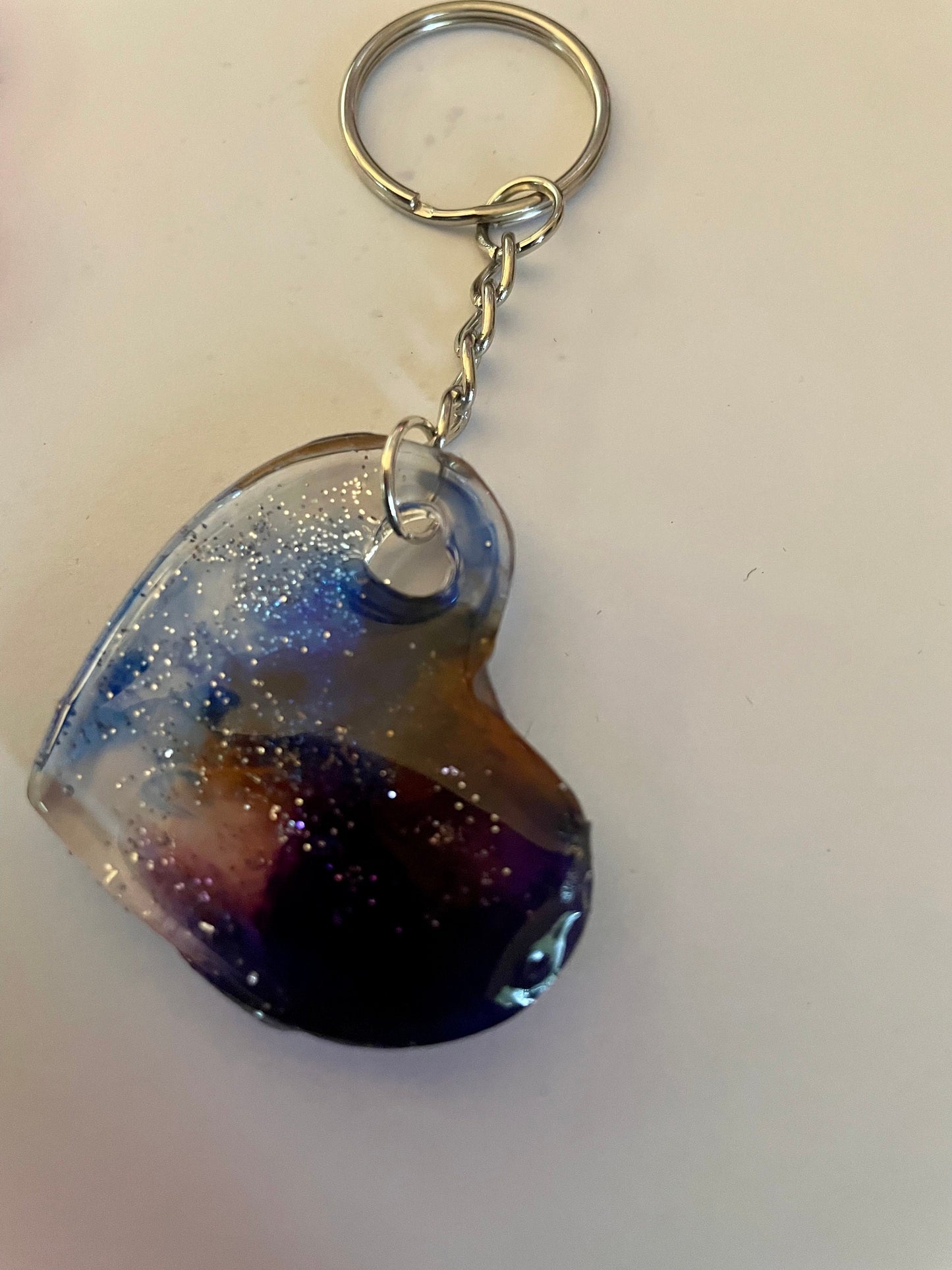 Nebula Resin Heart Key Chains