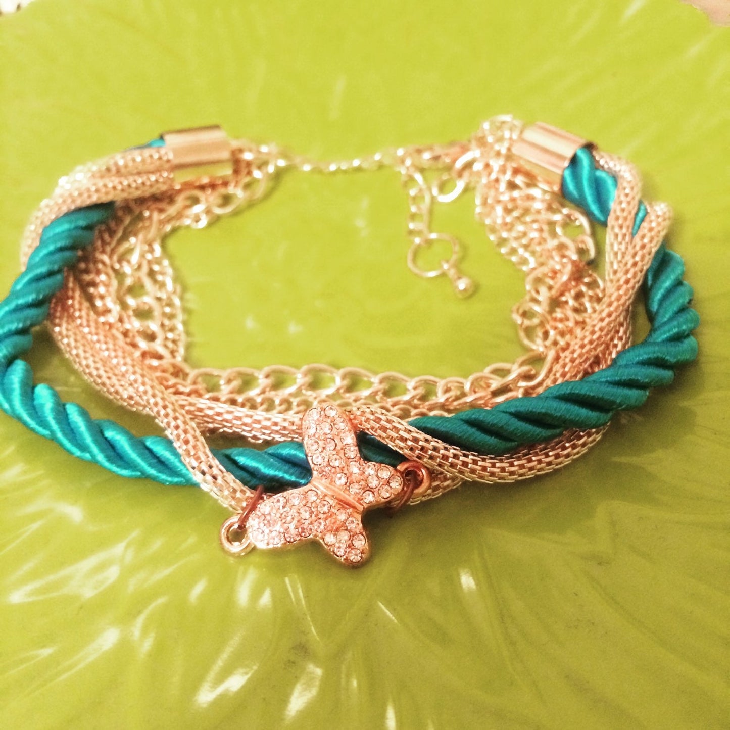 Copper Butterfly Braided Bracelet