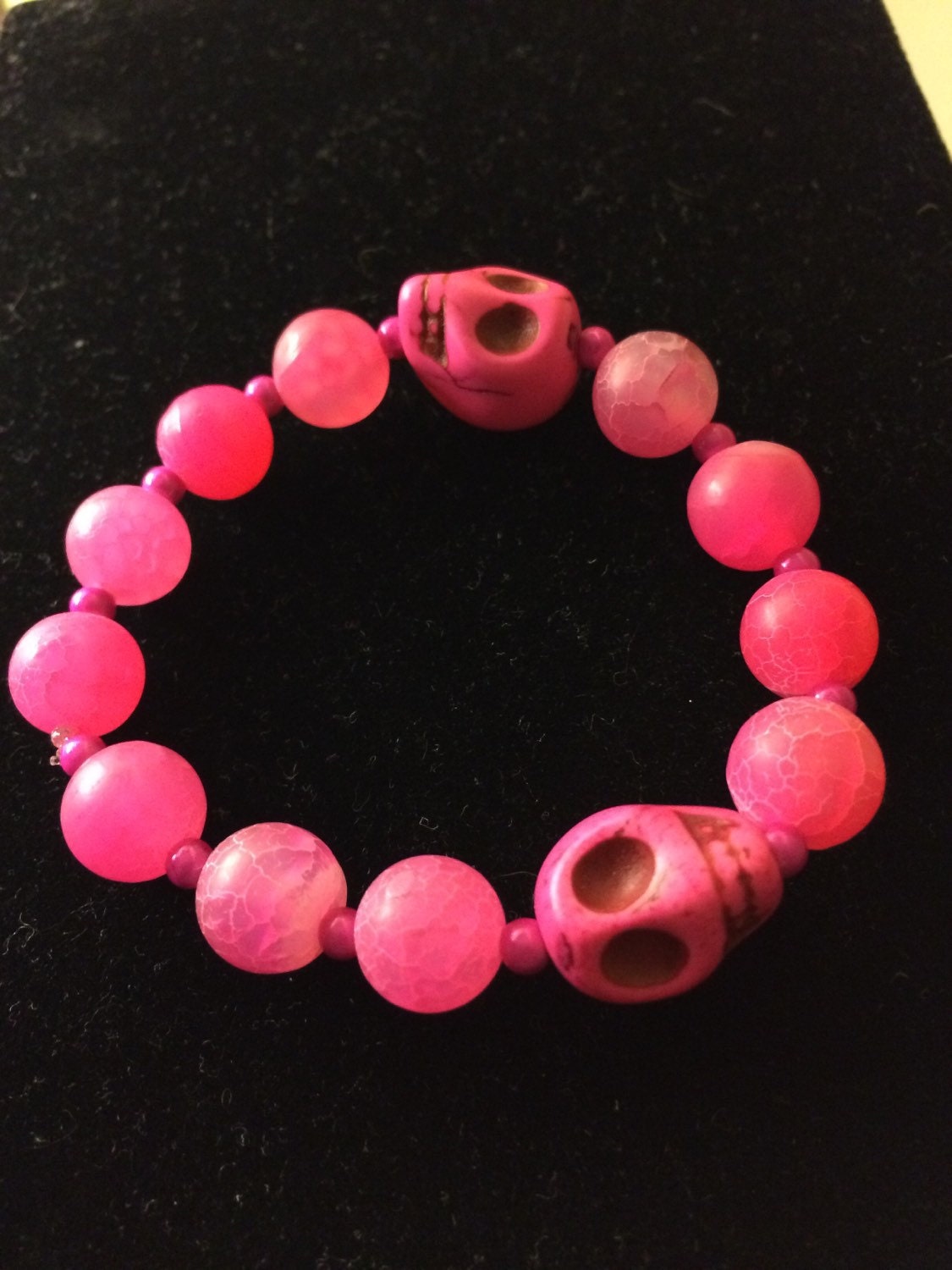 Pinky Skull Stone Bracelet
