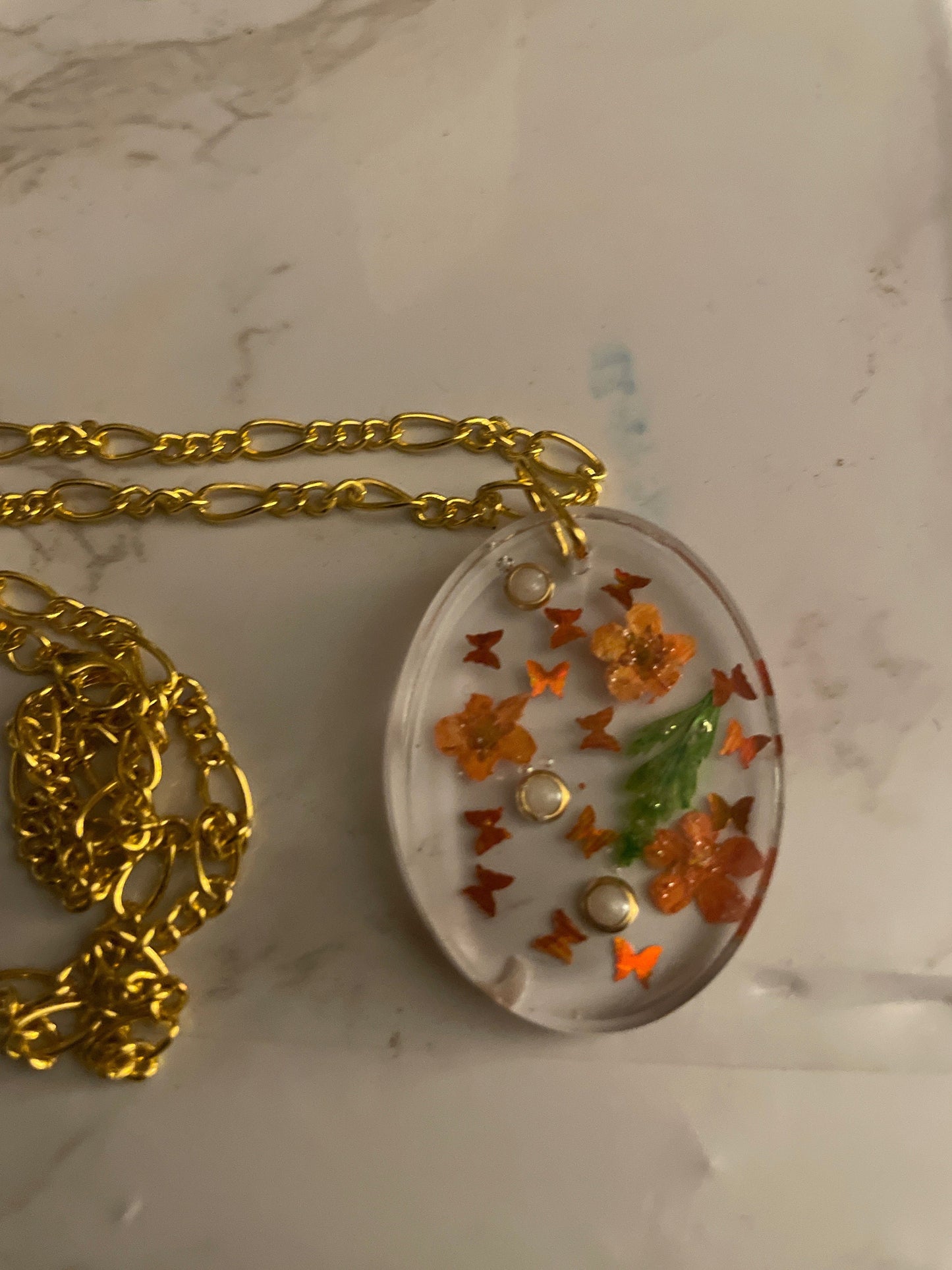 Summer Flowers Resin Necklace