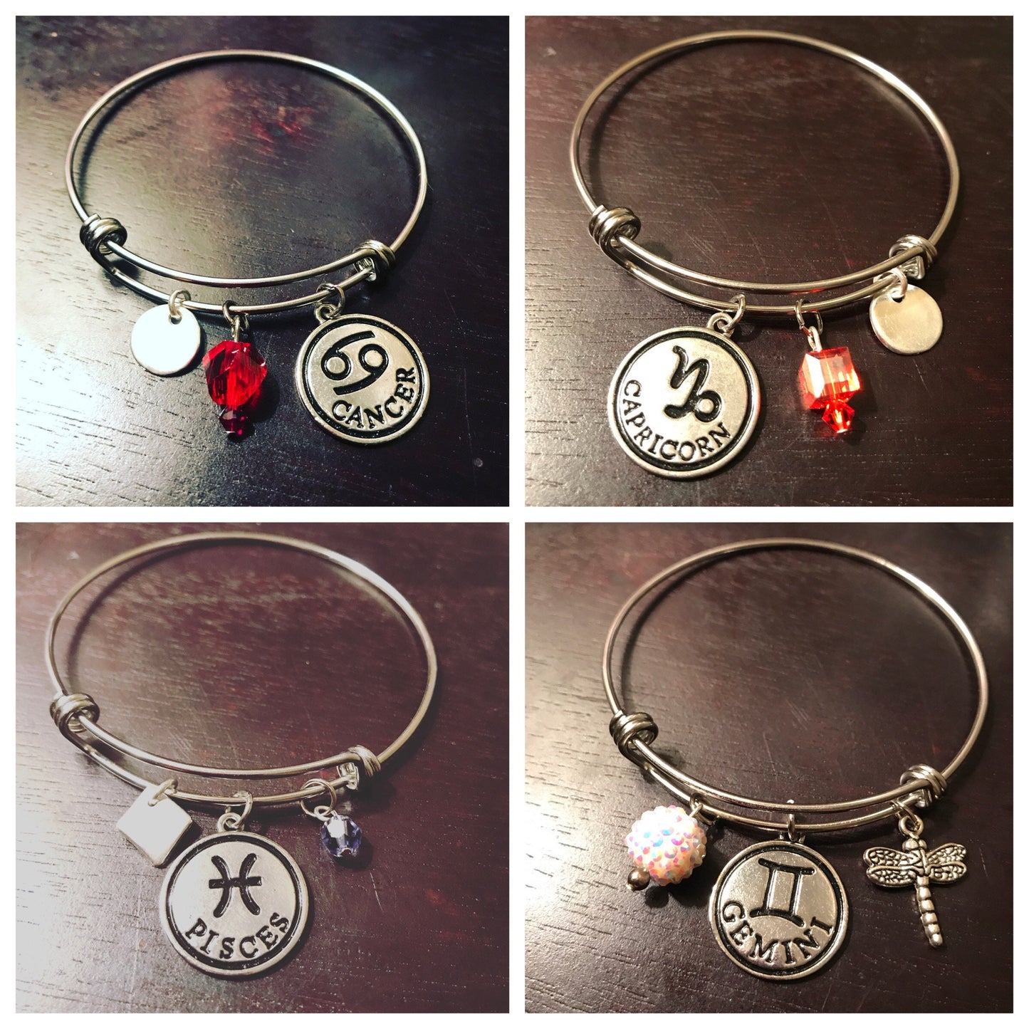 Zodiac Bangles with Birthstone Crystals