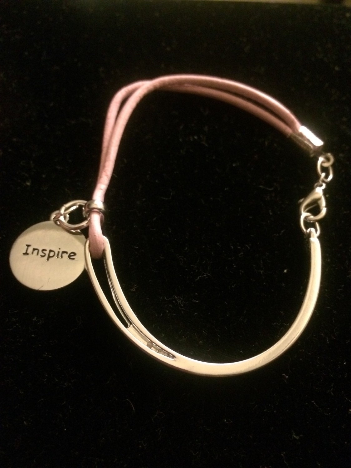 Inspire and Believe Pink Leather Half Bracelet