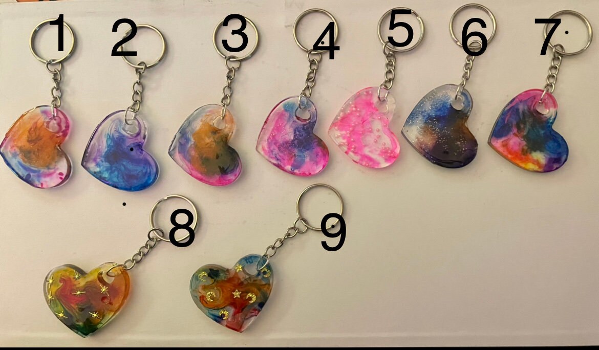 Nebula Resin Heart Key Chains