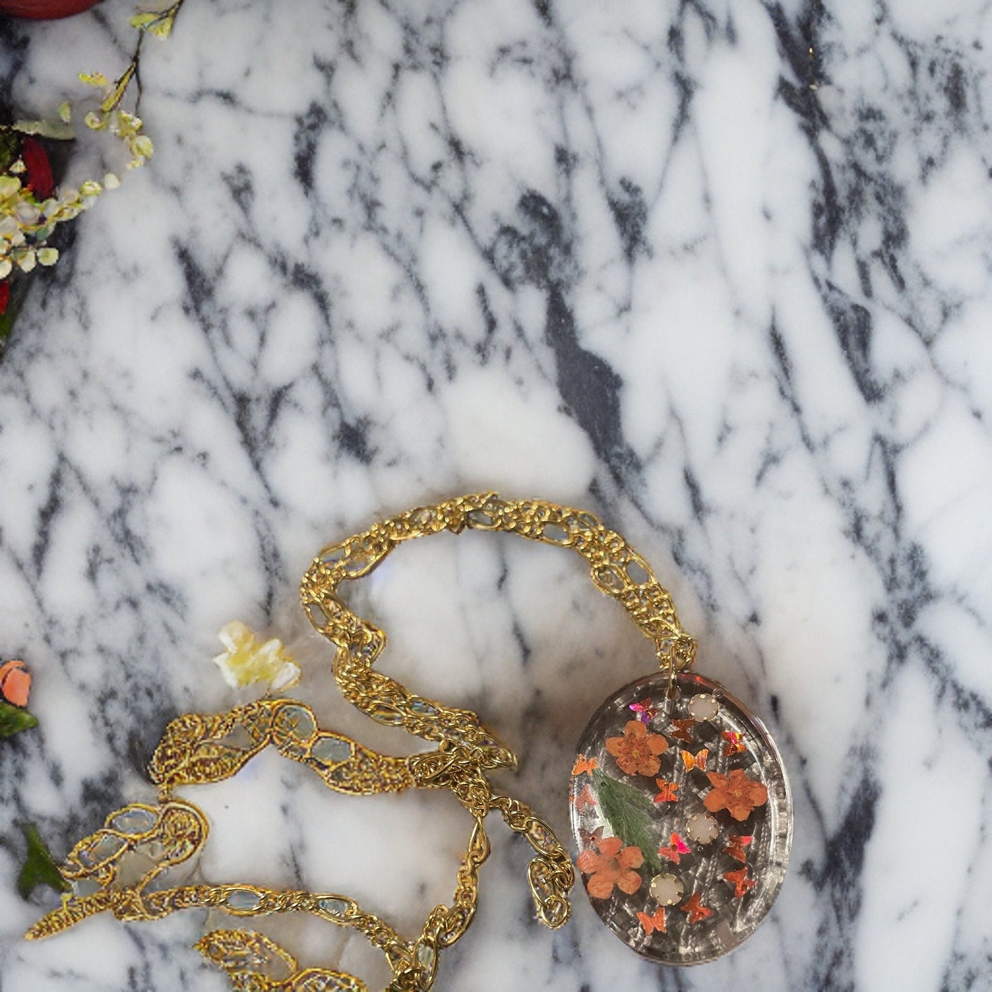 Summer Flowers Resin Necklace