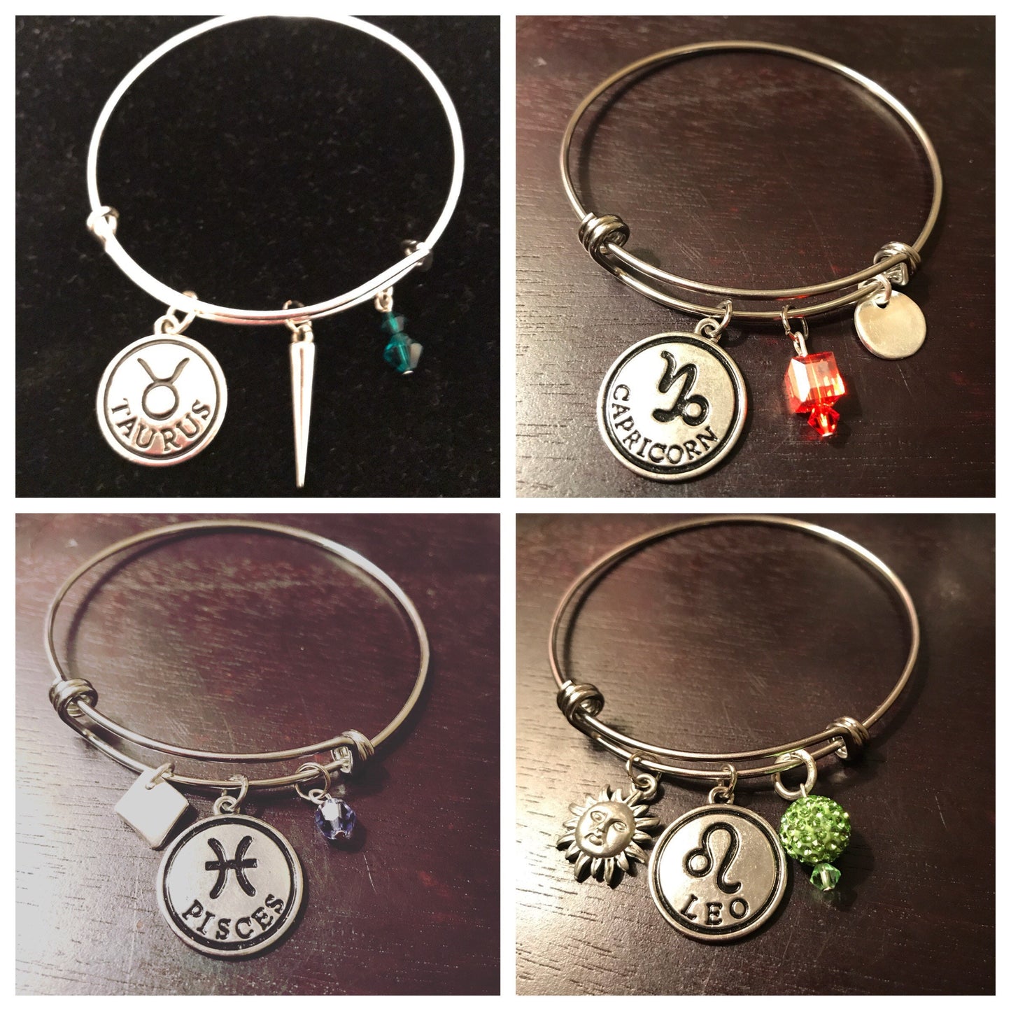 Zodiac Bangles with Birthstone Crystals